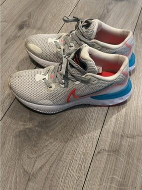 Nike renew Gray Mesh Sneakers with Coral & Teal Accents